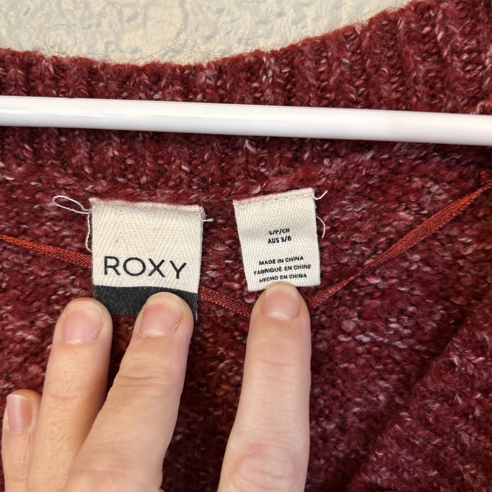 Roxy Heathered Red Long Sleeve Button Front Cardigan Womens Sweater Size Small - Picture 2 of 8